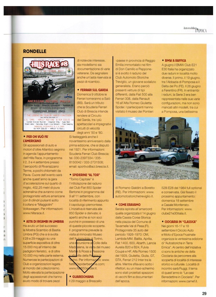Automobilismo d'epoca (Agosto-Settembre 2011) - Brescello un raduno ma non troppo (29/5/2011) 1 Automobilismo d'epoca - Brescello
