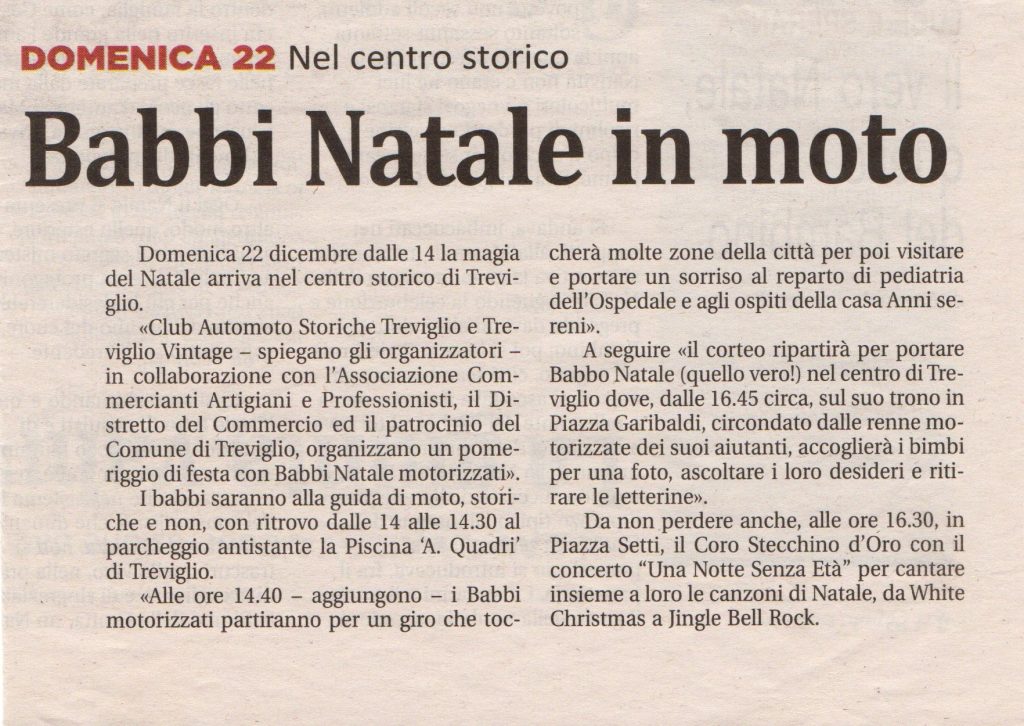 Babbi in moto - 22.12.2019 - Rassegna Stampa 2 babbi 2019 popolo catt